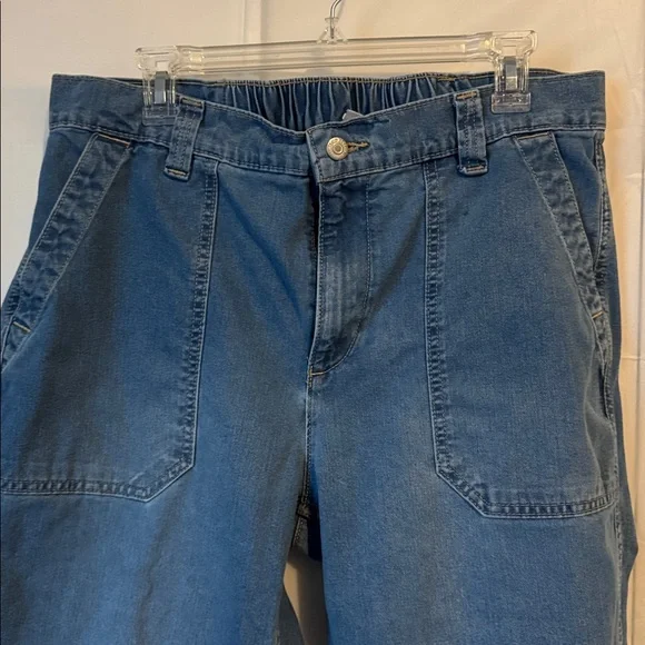 Old Navy OG Chino Pants Womens Large High Rise Ankle Casual Elastic Waist Denim - Picture 4 of 11